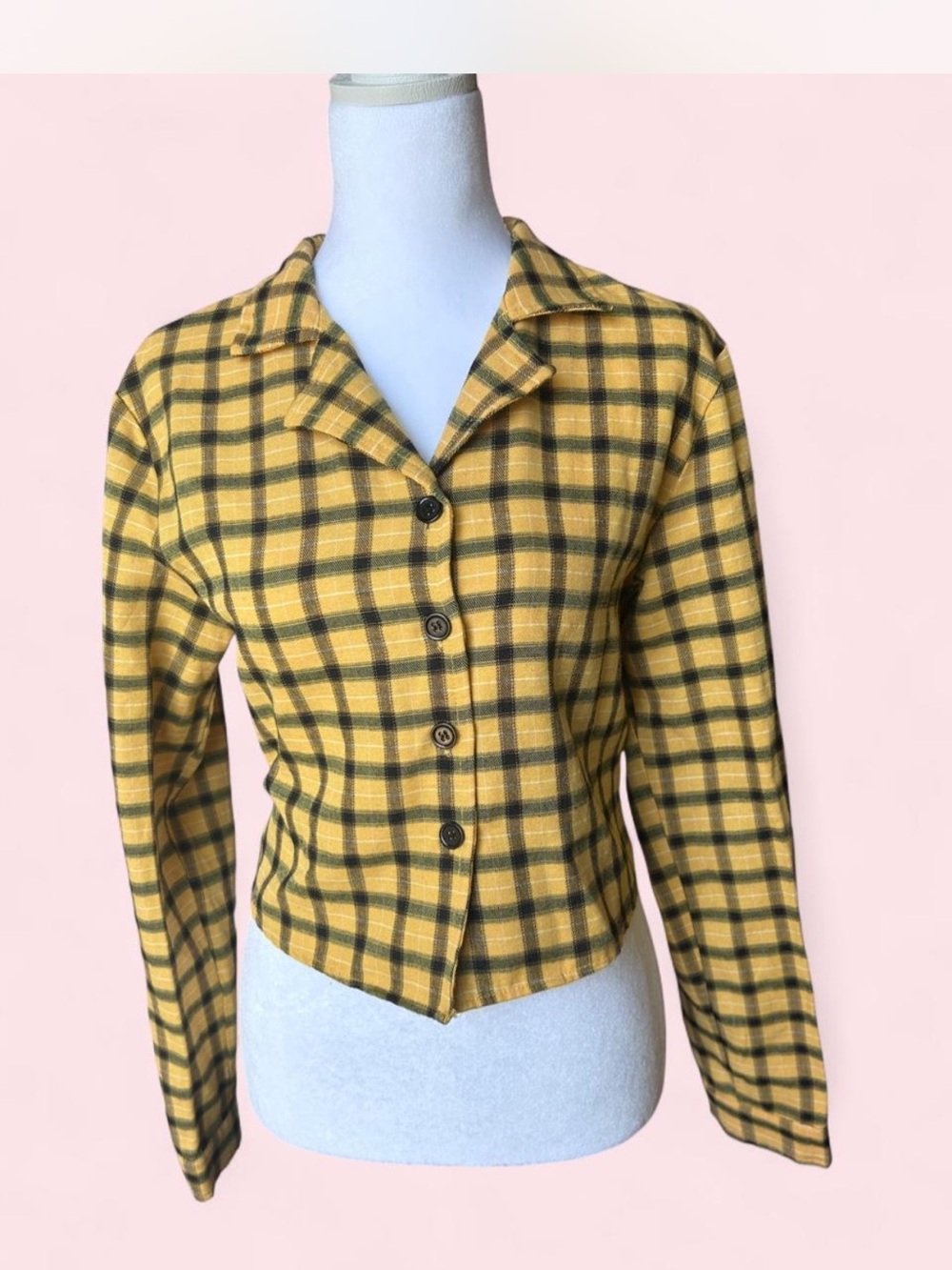 Trickz n’ treatz Yellow Plaid Button-Front Jacket S